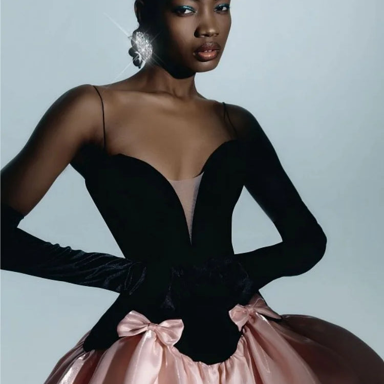 Summer Women Sexy Strap V-Neck Ball Gown Mini Dress Celebrate Fashion Birthday Party Cute Girls' Date Dress