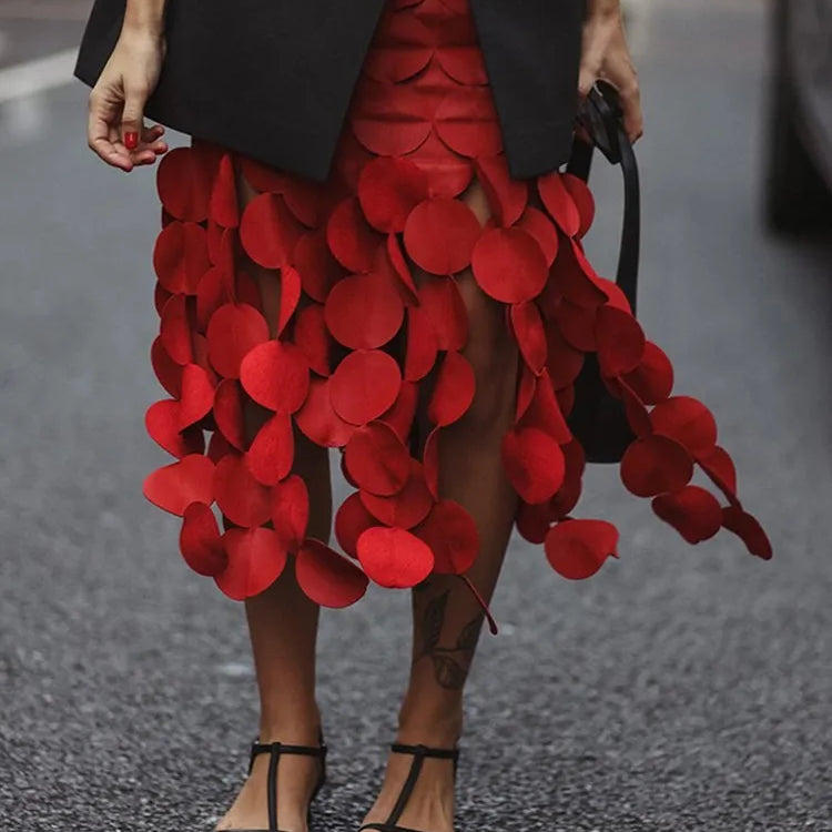 TWOTWINSTYLE Solid Minimalist Skirts For Women High Waist Patchwork Dot A Line Skirt  Elegant Temperament Skirt Female Fashion