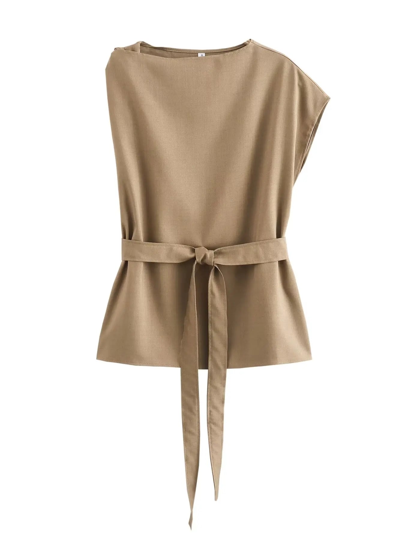 TRAF ZR Set of Two Pieces for Modern Women Khaki Sets for Women 2 Pieces Elegant Minimalist Korean Style Set Cozy Sets only 1 Tops