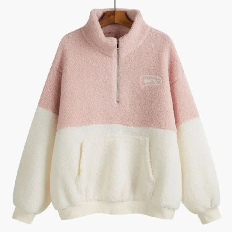 Velvet and Thickened Lamb Hair Outer Set for Women's Autumn and Winter New Korean Casual Wide Leg Pants Fashion Two Piece Set Pink coat