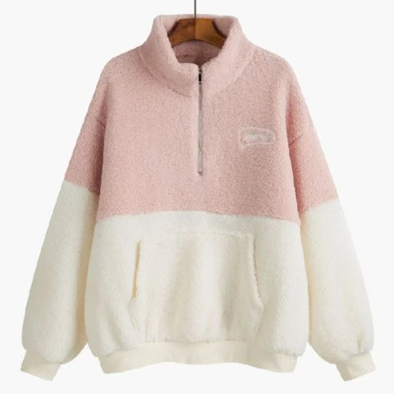 Velvet and Thickened Lamb Hair Outer Set for Women's Autumn and Winter New Korean Casual Wide Leg Pants Fashion Two Piece Set Pink coat