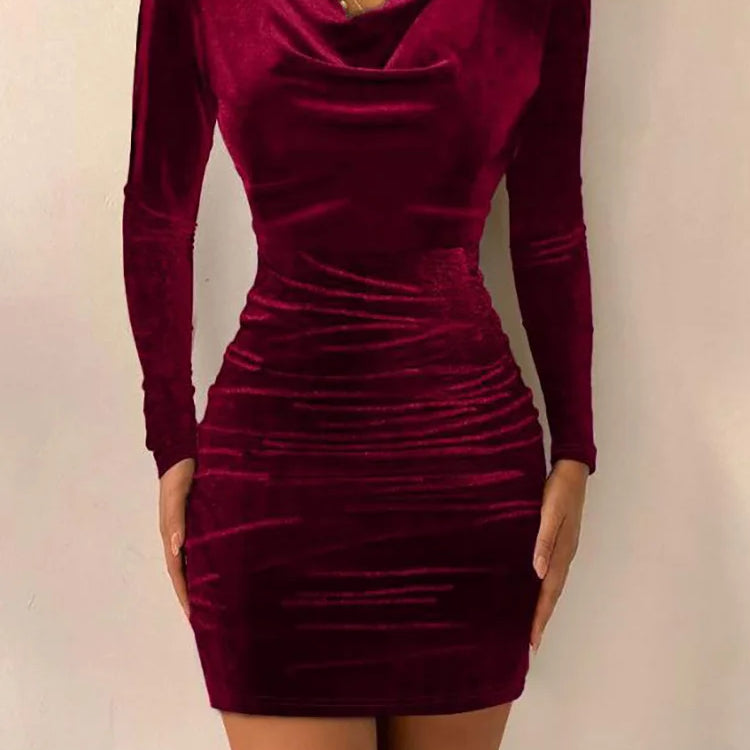 Loungewear Sheath Dress, Autumn Winter Simple V-Neck Fashion Mini Dress, Women Long Sleeve Tassel Party Dress