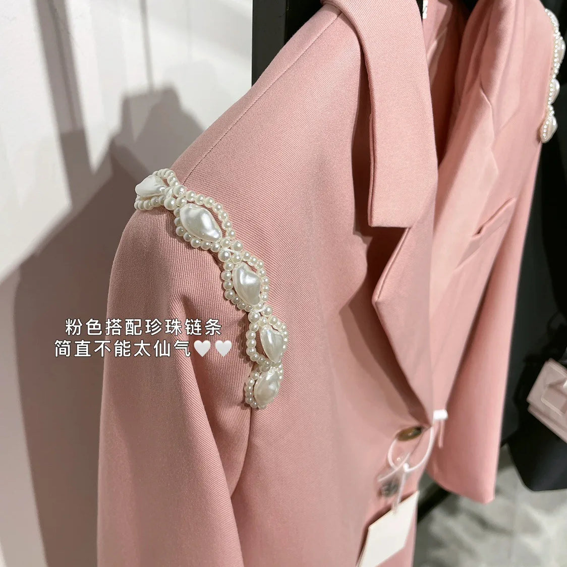 Spring Luxury diamond Suit Blazers Women medium long fashion suit skirt bow long sleeve suit Blazers Cool silver suit 20 colors 9667 Pink