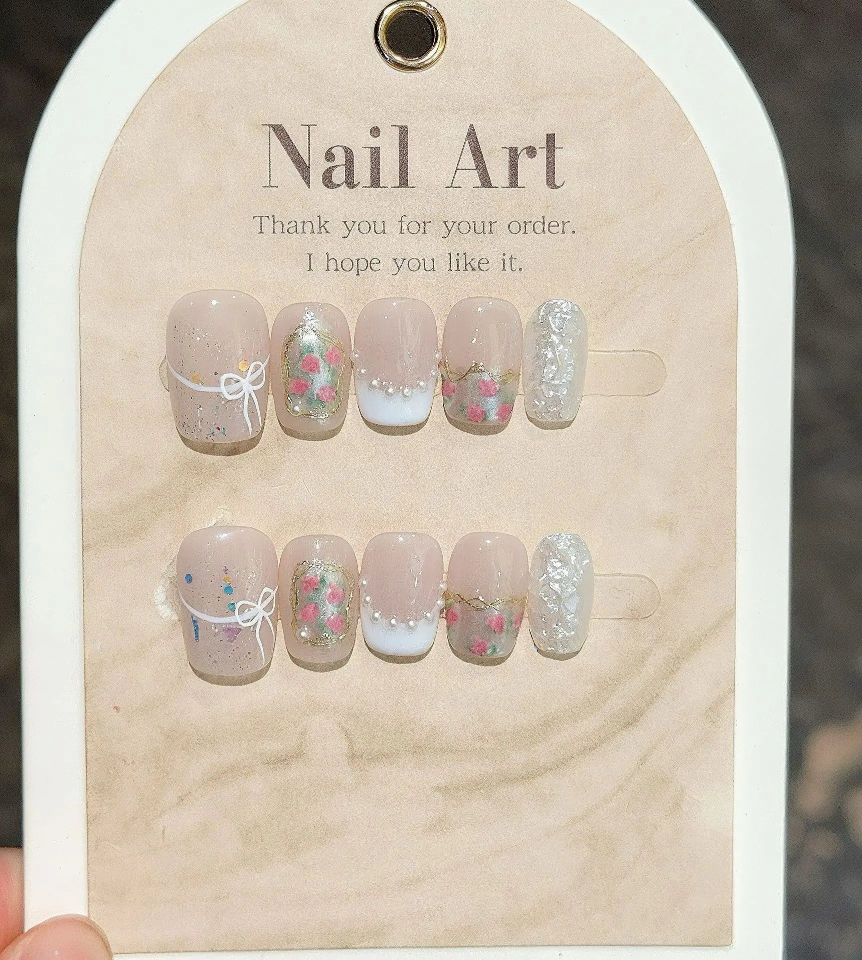 10Pcs Blue Cat Eye French Sparkling Nail Tips Charming Colored Press on Fake Nails Ballerina Short Full Cover Handmade Nails Set