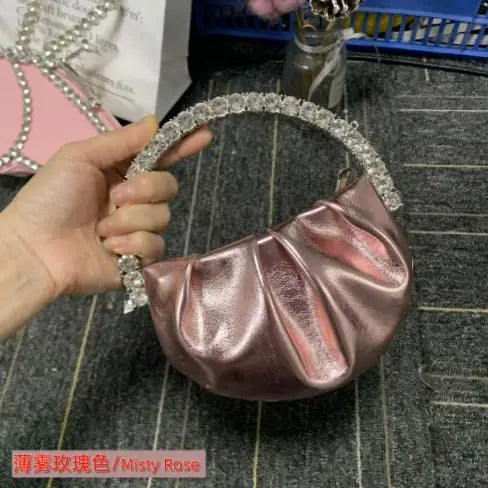 Designer Rhinestones Clutch Purse Bag for Women Handle Bag Leather Shoulder Bag Purse Shiny Crystal Purses and Handbag 11
