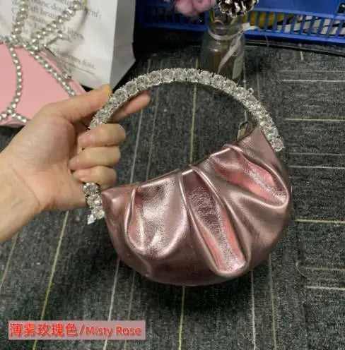 Designer Rhinestones Clutch Purse Bag for Women Handle Bag Leather Shoulder Bag Purse Shiny Crystal Purses and Handbag 11