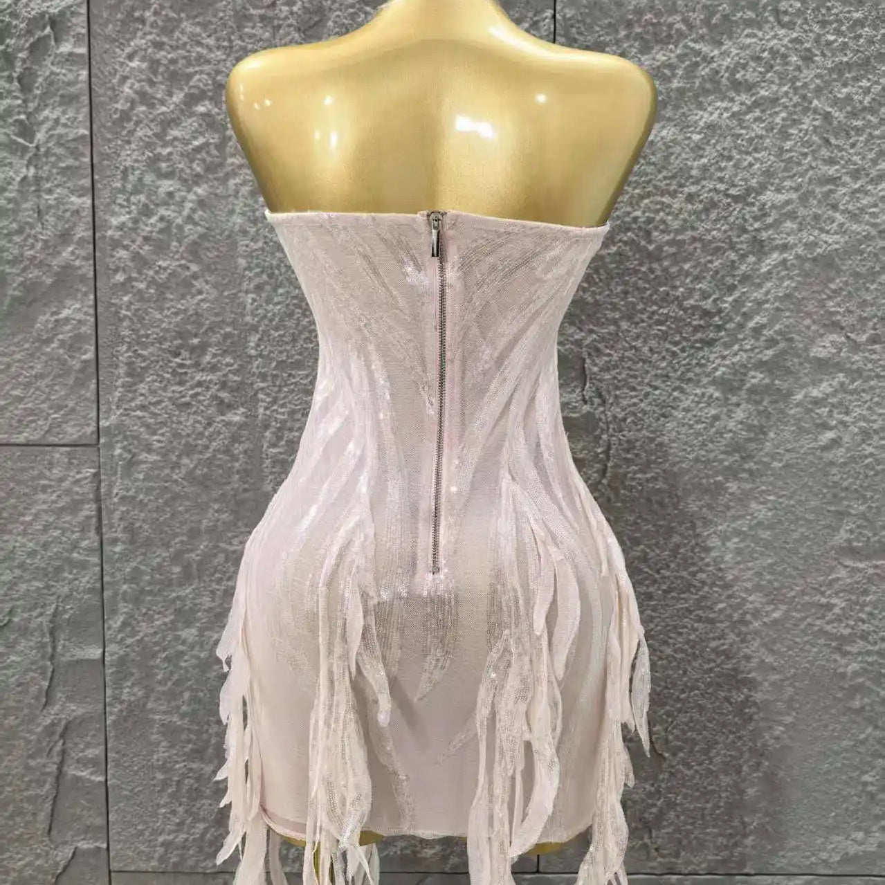 Pink Color Women Sexy Strapless Sexy Sequins Bodycon Mini Dress Nightclub Party Girls' Birthday Cocktail Outfit