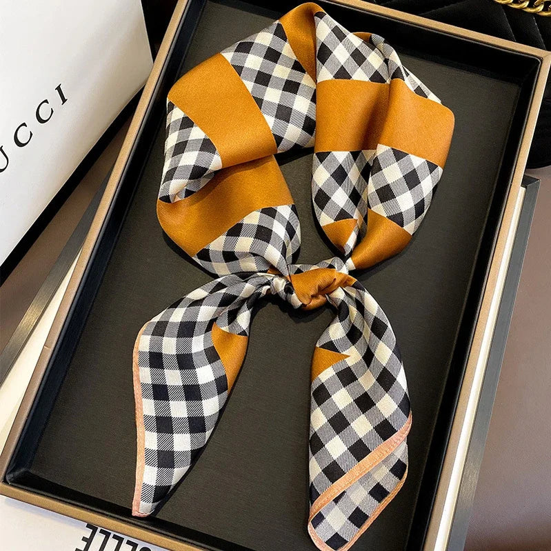 Square 100% Real Silk Scarf Women Bufanda Shawls Wraps for Lady Neckerchief Natural Foulard Femme Bandana Scarves Pashmina 2023 18219 68x68cm