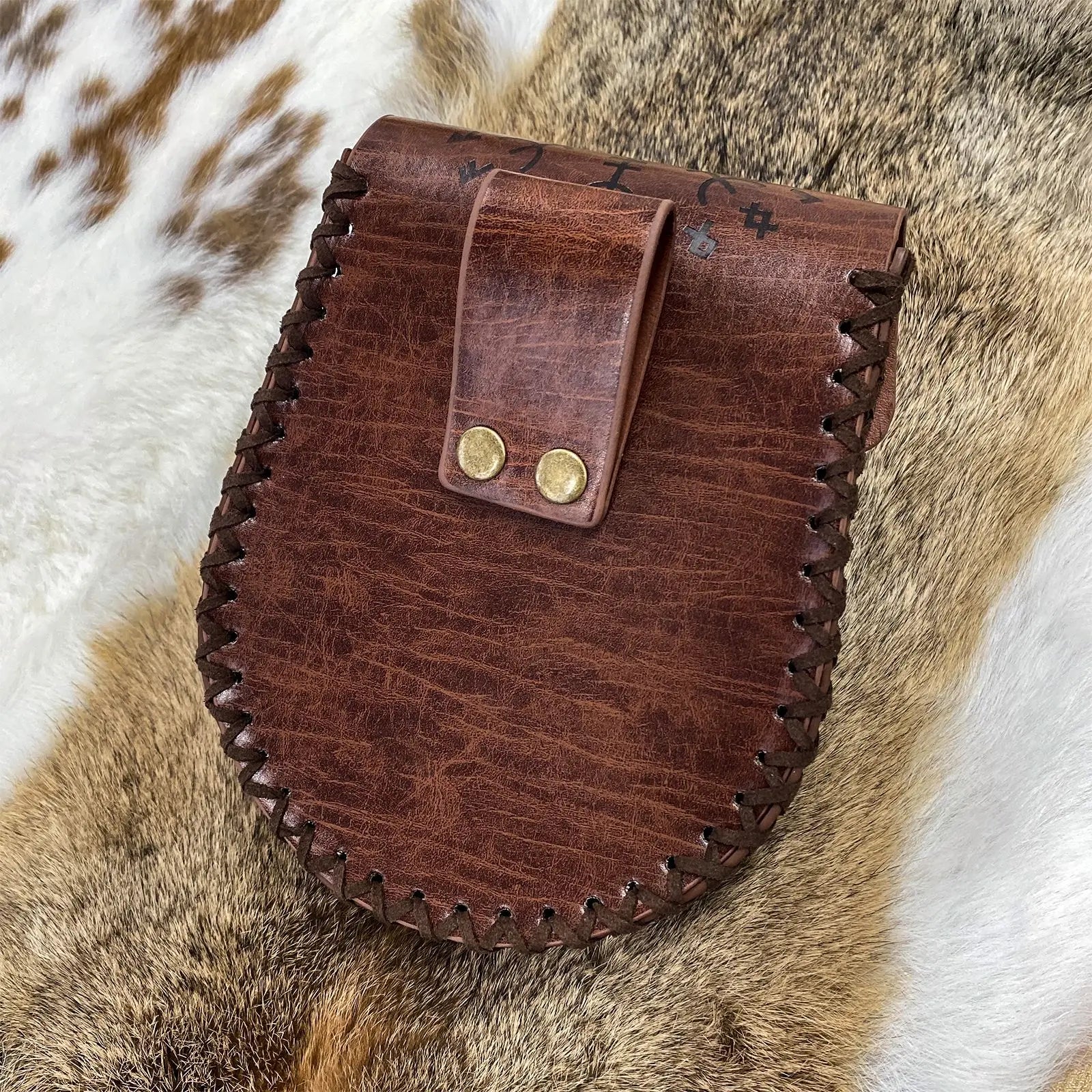 Leather Medieval Waist Pack, Vintage Handwork Belt Pouch Waist Bag Leather Belt Pouch Medieval Pouch Nordic Embossed Bag