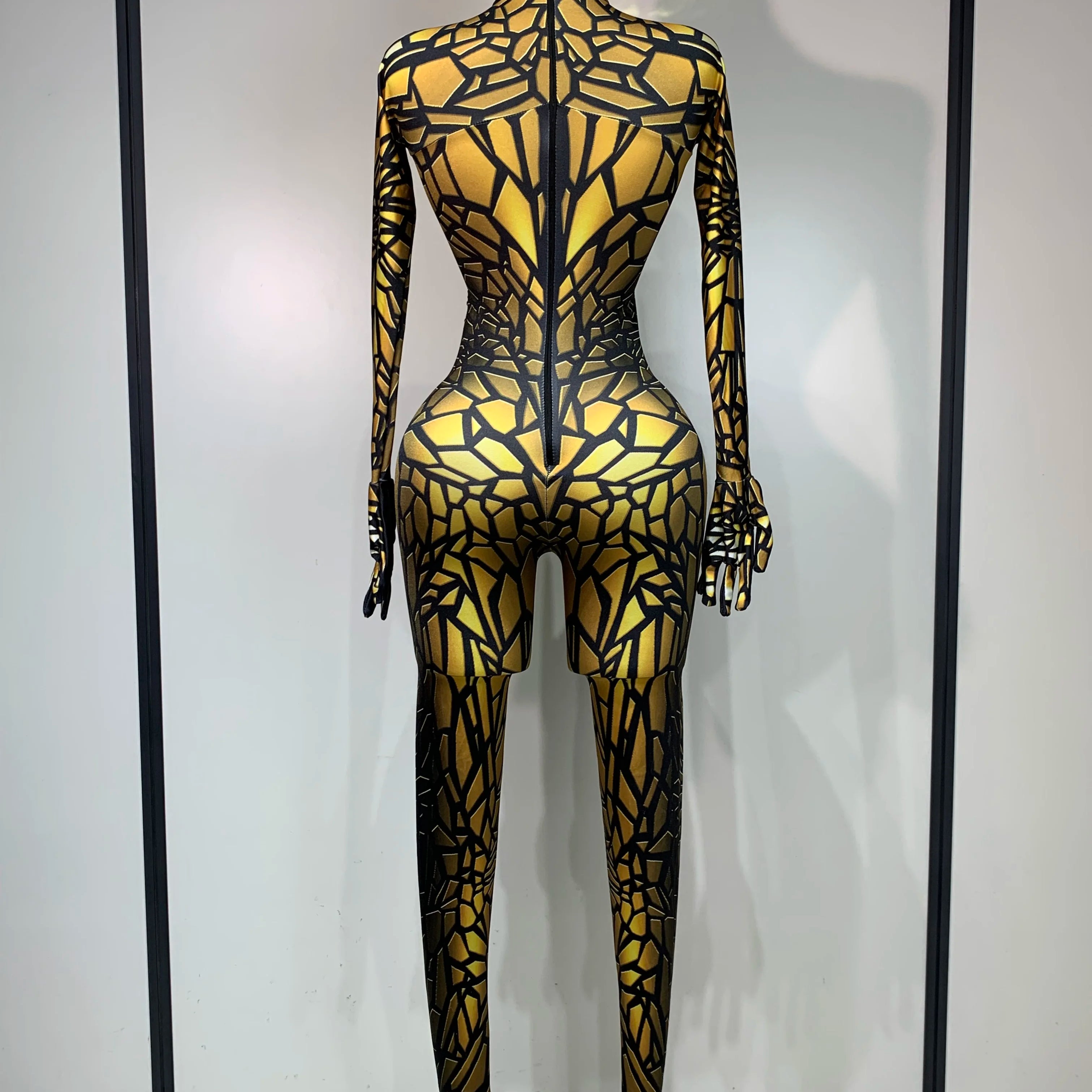 Women Sexy Stretch Glitter Rhinestones Bodycon Jumpsuit Dance Bodysuit Party Singer Stage Wear Birthday Drag Queen Costumes