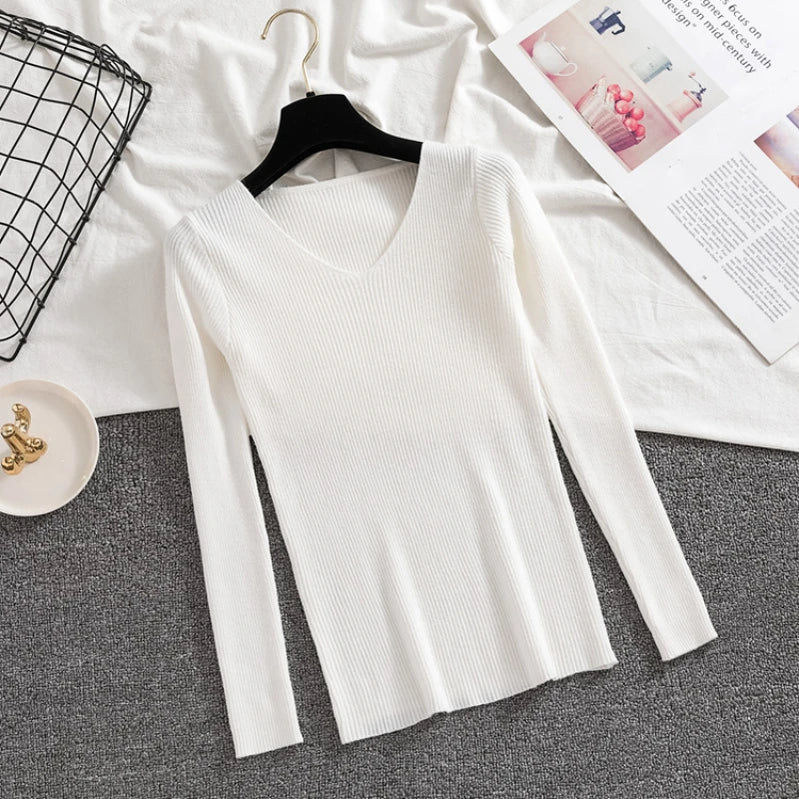 Cashmere Turtleneck Women Sweaters Slim Tops Autumn Winter Warm Pullover Office Lady Knitted T-shirts Jumper Soft Pull Female 50417 white One Size