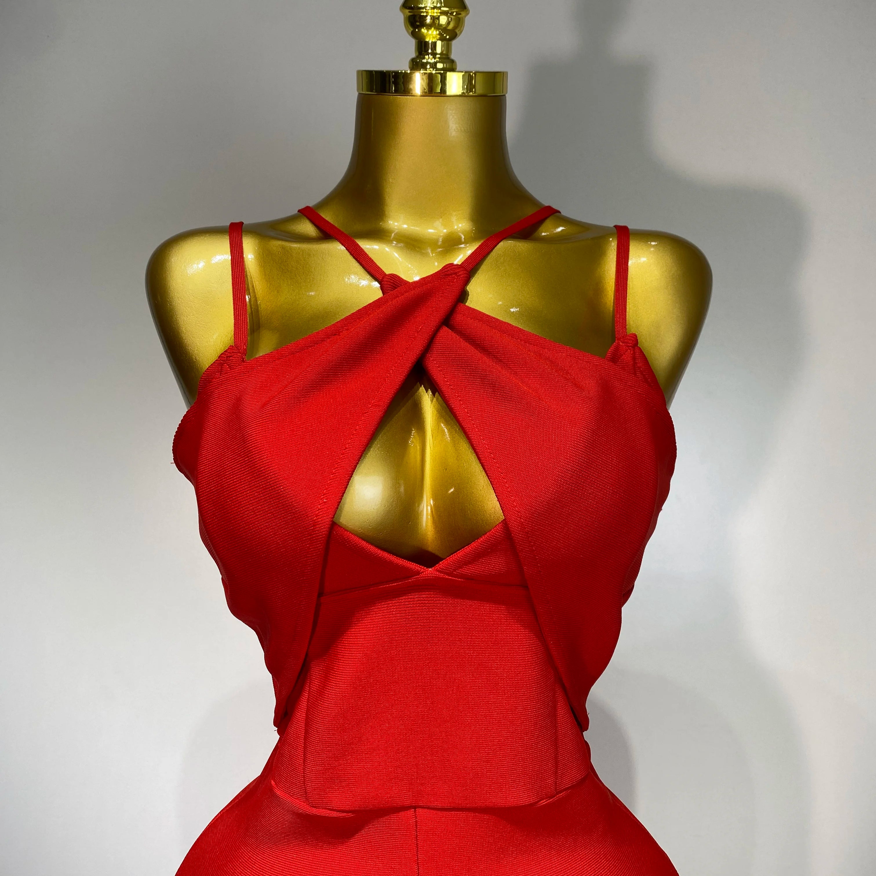 Women Sexy Sleeveless Hollow out Split Backless Red Midi Bandage Dress 2025 Celebrity Elegant Evening Luxury Birthday Dresses