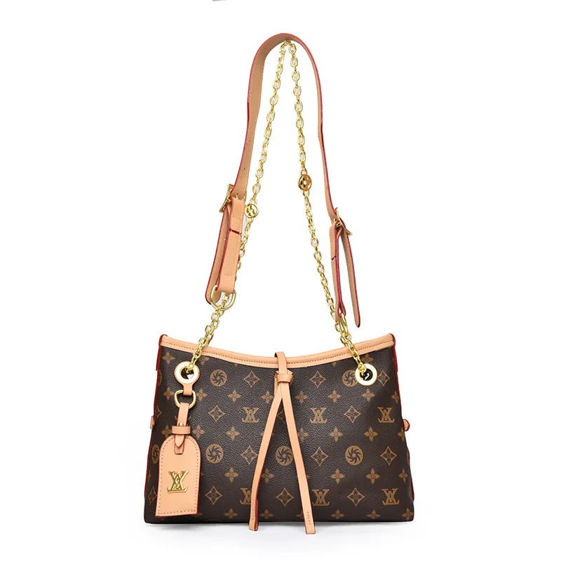 Color-Block Tote Bag with Chain Strap, Spacious Shoulder Bag for Women, Minimalist Crossbody Purse for Daily Use