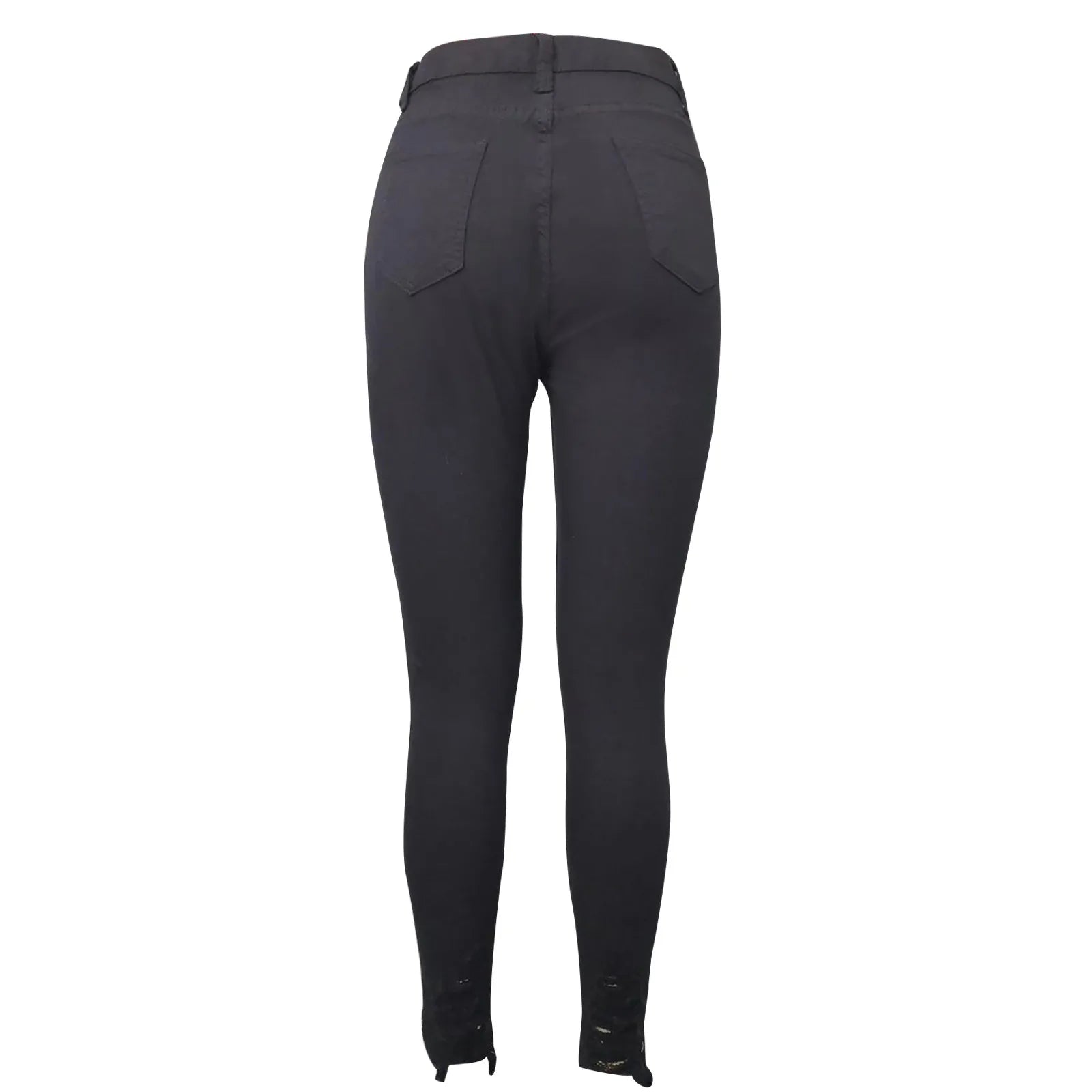 Women's Denim Pants Solid Button High Waisted Wide Leg Jeans Stretchy Distressed Denim Pants