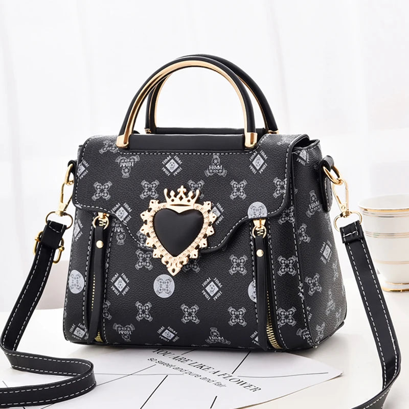 Casual Ladies Senior Sense All-match Printed Niche Design Fashion Mini Shoulder Bag black