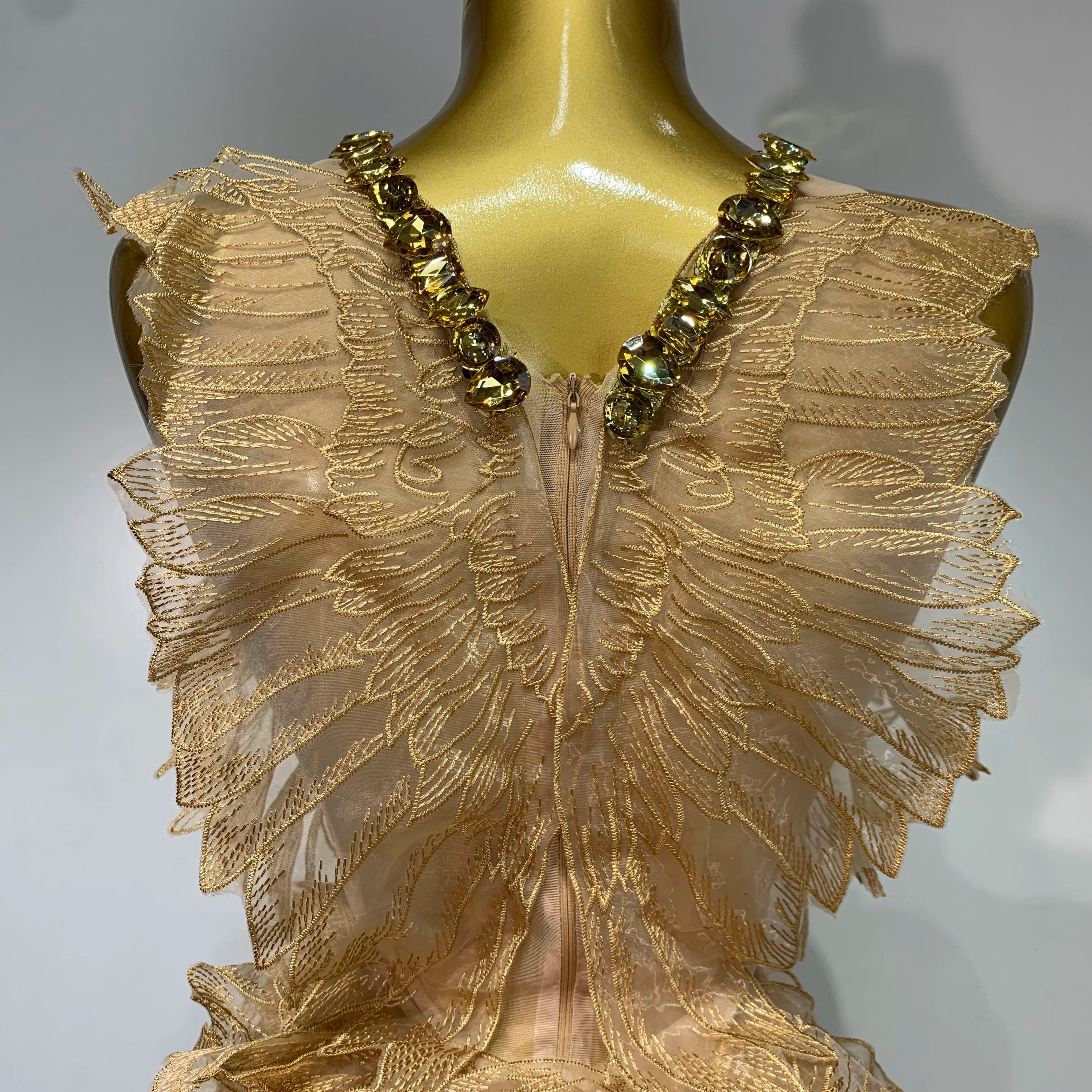 Women Sexy Mesh See Though Crystal Bodycon Mini Dress Celebrate Birthday Party Nightclub Hotwife Outfit Singer Stage Costume