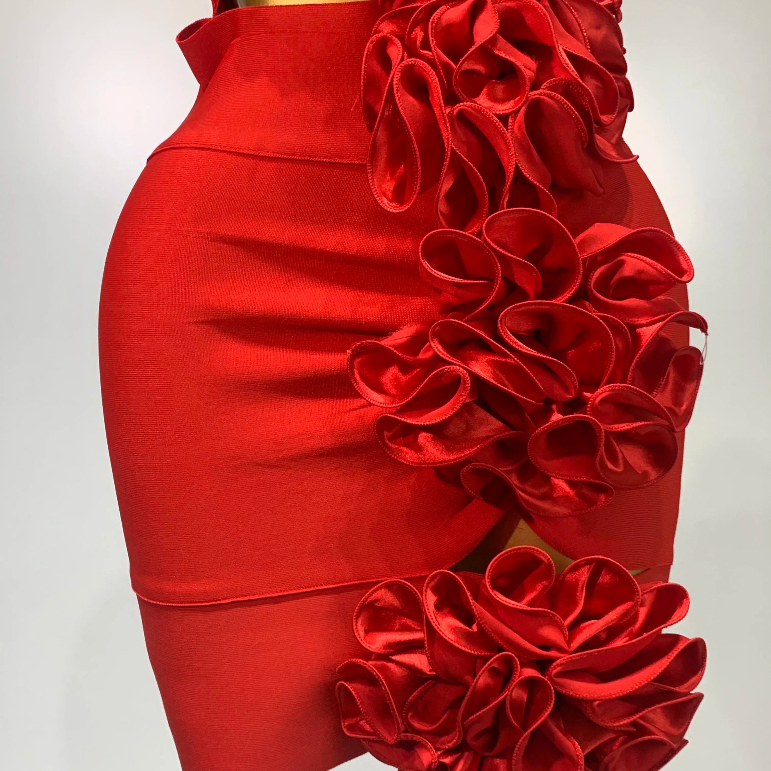 Women Sexy Cut Out Bodycon Flower Mini Dress Women Red Backless Dress Nightclub Celebrity Elegant Evening Party Birthday Dress