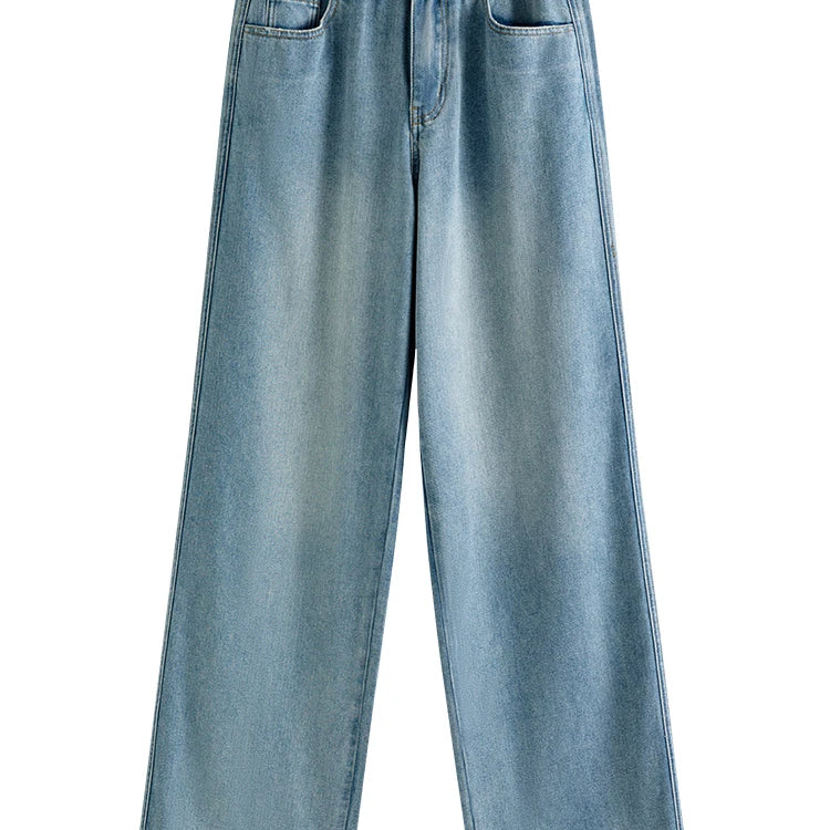 Retro Vintage High Waisted Wide Leg Jeans For Women's Summer Ice Oxygen Bar Cool Straight Leg Pants For Women Casual