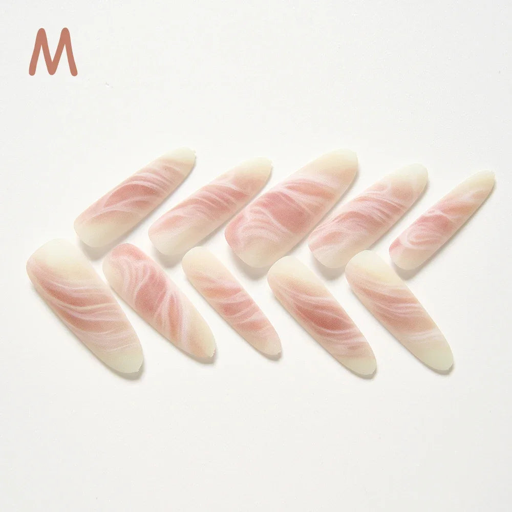 10Pcs/set Lucky Nine-tailed Fox Printed Chinese Style False Nails Long Press-on Acrylic Fakes Nails Adhesive Unique Design