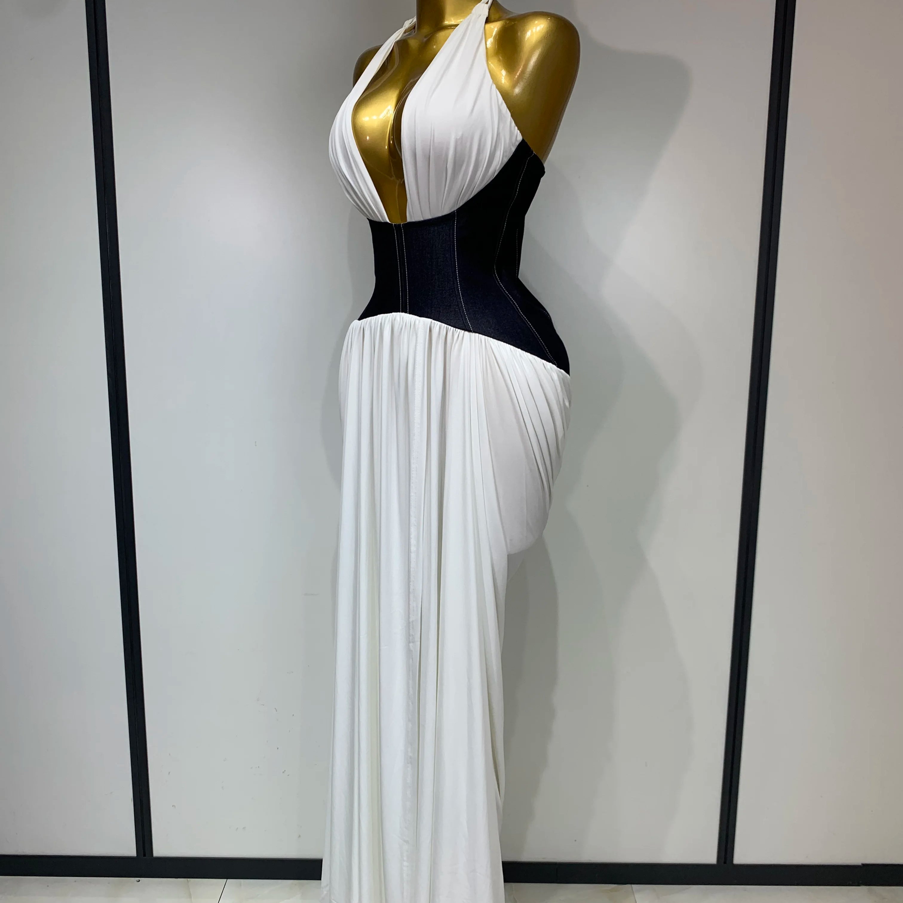 Women Sexy Backless Halter Front Slit Maxi Long Dress Elegant Evening Party Club Dress Luxury Birthday Wedding Guest Gown