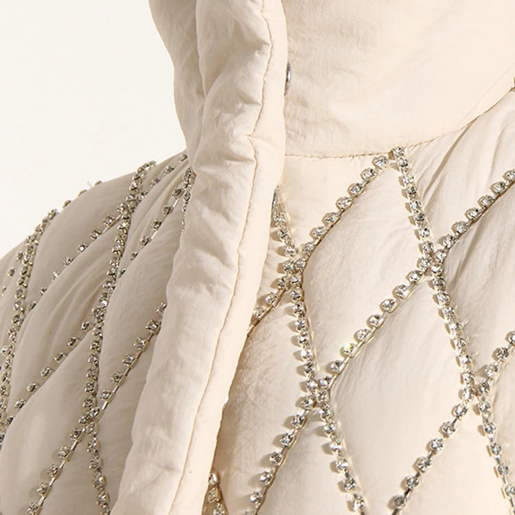 Fashion Women's Waistcoat Loose Stand Collar Single Breasted Sleeveless Plaid Diamonds Tassel Vest Winter