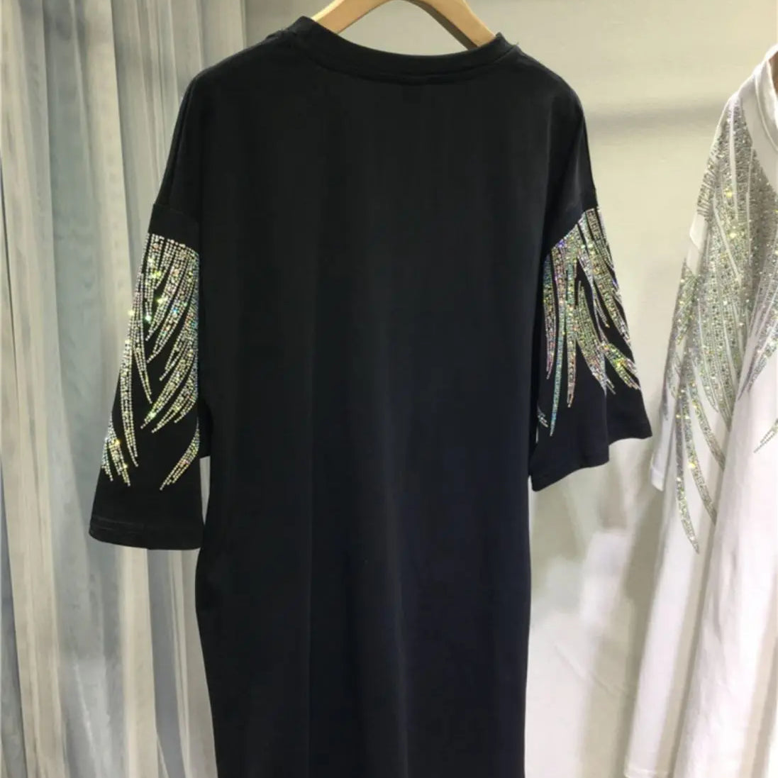 L-4XL Plus Size Tops Rhinestone Graphic T-shirts Luxury Large Size Tunic for Women Men Summer Cotton Women's Clothing Chubby Y2K