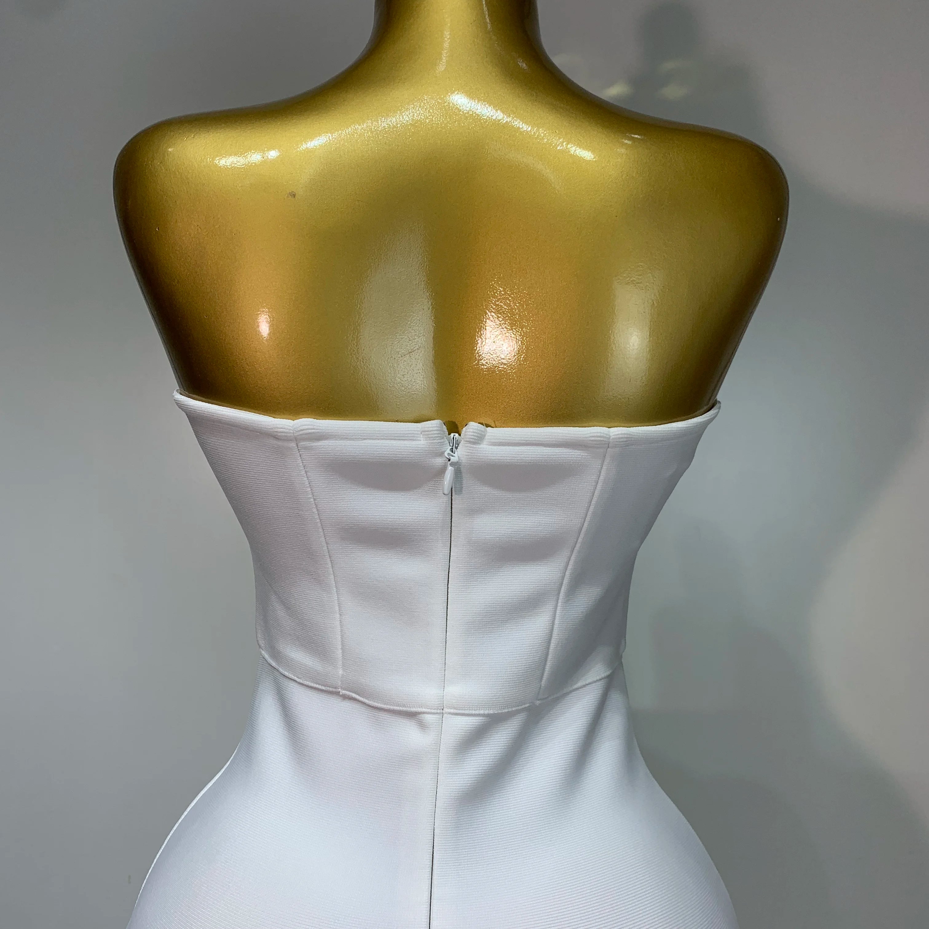 Luxury Rhinestone Sexy Strapless Backless Long Bodycon Bandage Dress 2025  White Elegant Evening Party Birthday Club Dress