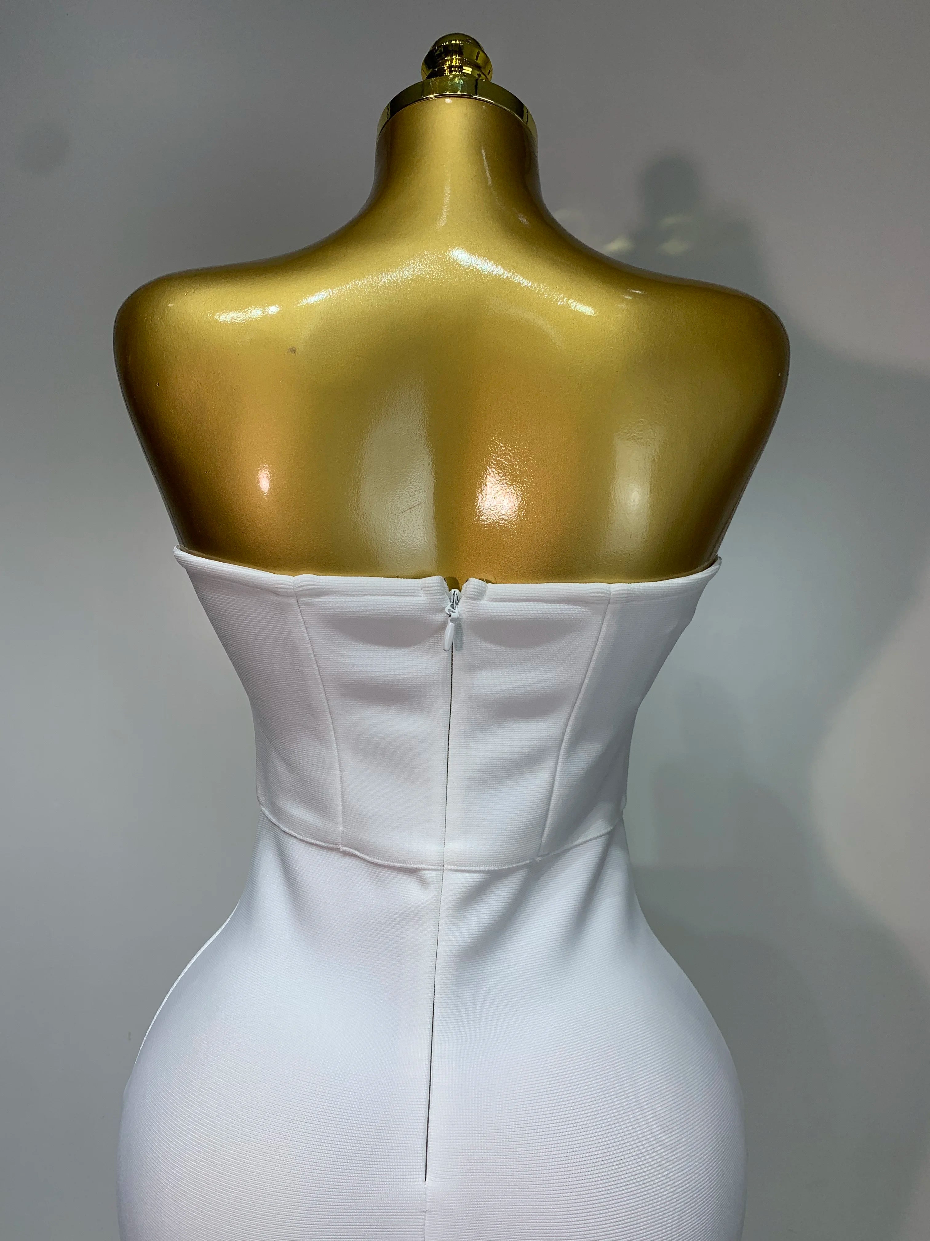 Luxury Rhinestone Sexy Strapless Backless Long Bodycon Bandage Dress 2025  White Elegant Evening Party Birthday Club Dress