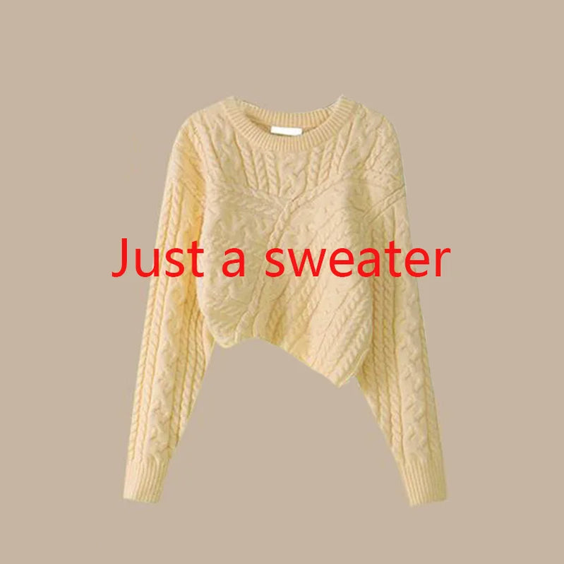 Autumn and Winter Set Women's 2023 New Korean Knitted Sweater Women's Underlay Casual Pants Three Piece Set Winter Clothes Women Yellow sweater