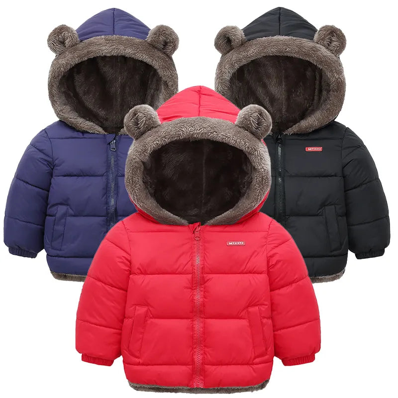 Cashmere Children Coat Autumn Winter Thicken Jacket Boys Girls Solid Color Hooded Jackets Kids Parka Outerwear 2-6 Years