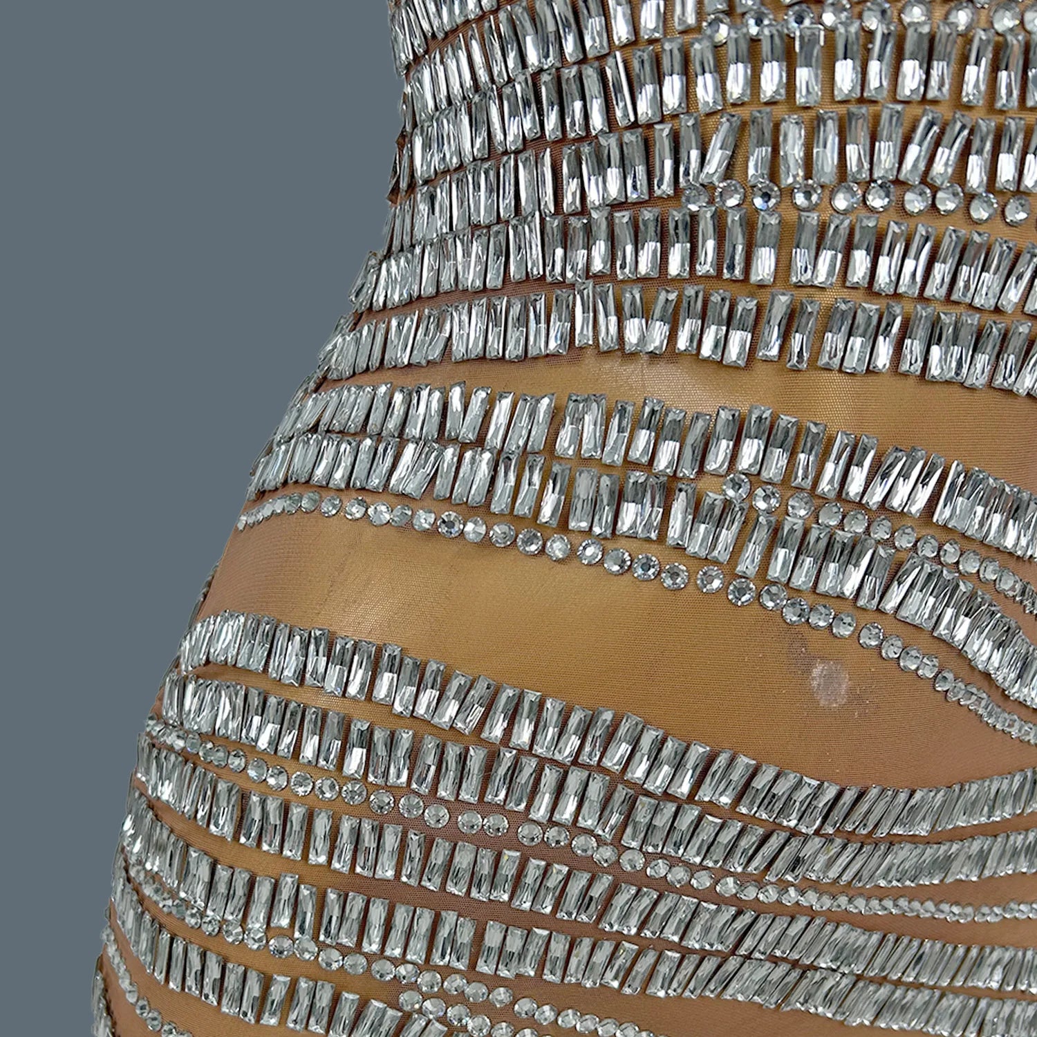 Women Sparkly Crystals Short Dress Sexy Mesh See Through Birthday Party Event Dress Show Stage Wear Performance Costume Yizijian