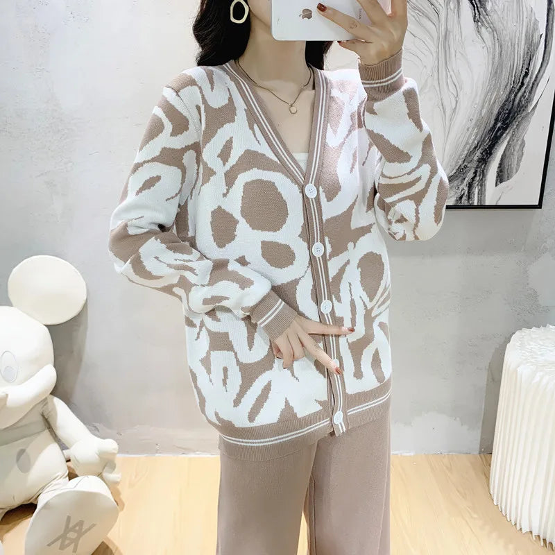 Women's Two Piece Set 2023 Autumn Winter New Fashion knit Long Sleeve Sweater Leisure Sweat Suit For Women Tracksuit Clothes