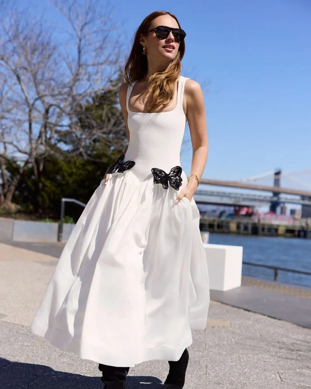 New Arrival White Color Women Sleeveless Sexy O-Neck Straight Long Dress Elegant Evening Party Celebrity High Street Wear