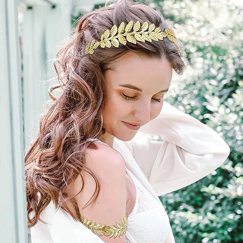 Leaf Branch Goddess Hair Pins Crown Tiara Headband Hair Accessories for Women Wedding Toga Head Dress Alice Band Bridal Jewelry