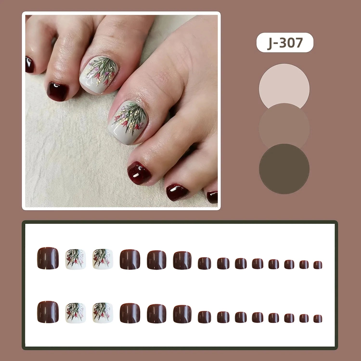 24pcs Red French False Toenails Summer Square Fake Toenails Wearable Detachable Cherry Diamond Decor Press on Nails for Toe