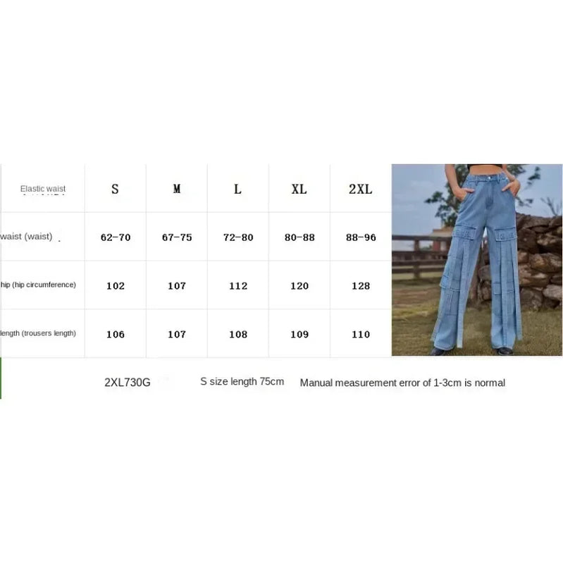 Heavy Work Ribbon Design Denim Work casual pants Women's New Wash Vintage Personalized