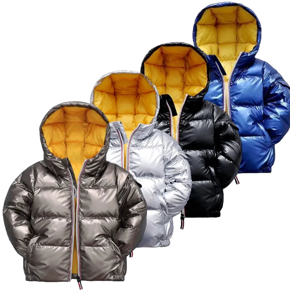 Boys Girls Hooded Down Jackets Kids Coats Winter Kids Warm Top Toddler Zipper Children Outerwear Costume