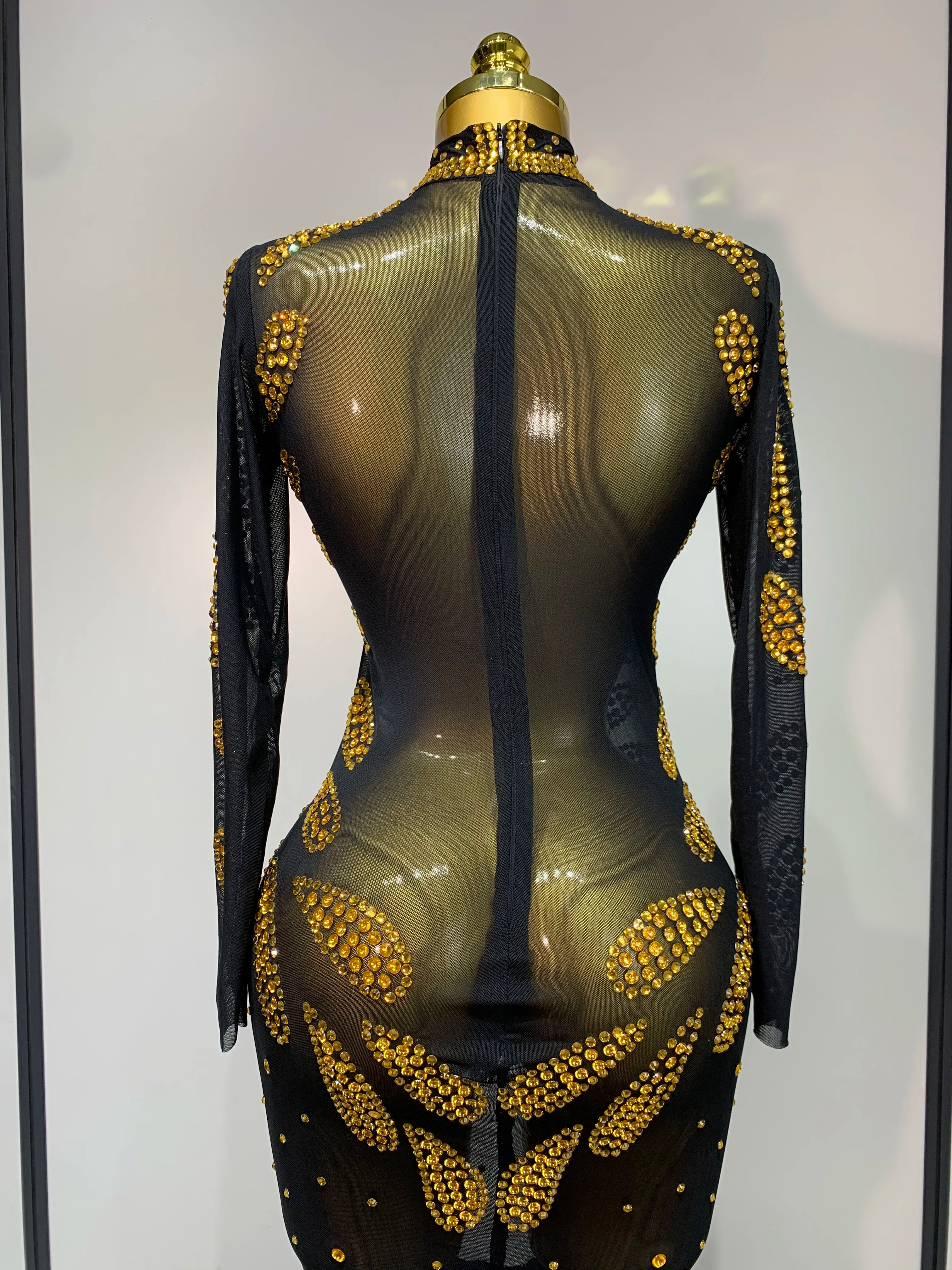 High Quality Stage Perform Dress Sexy Mesh Transparent Maxi Long Dress Nightclub Outfit Singer Dance Costume Elegant Party Dress