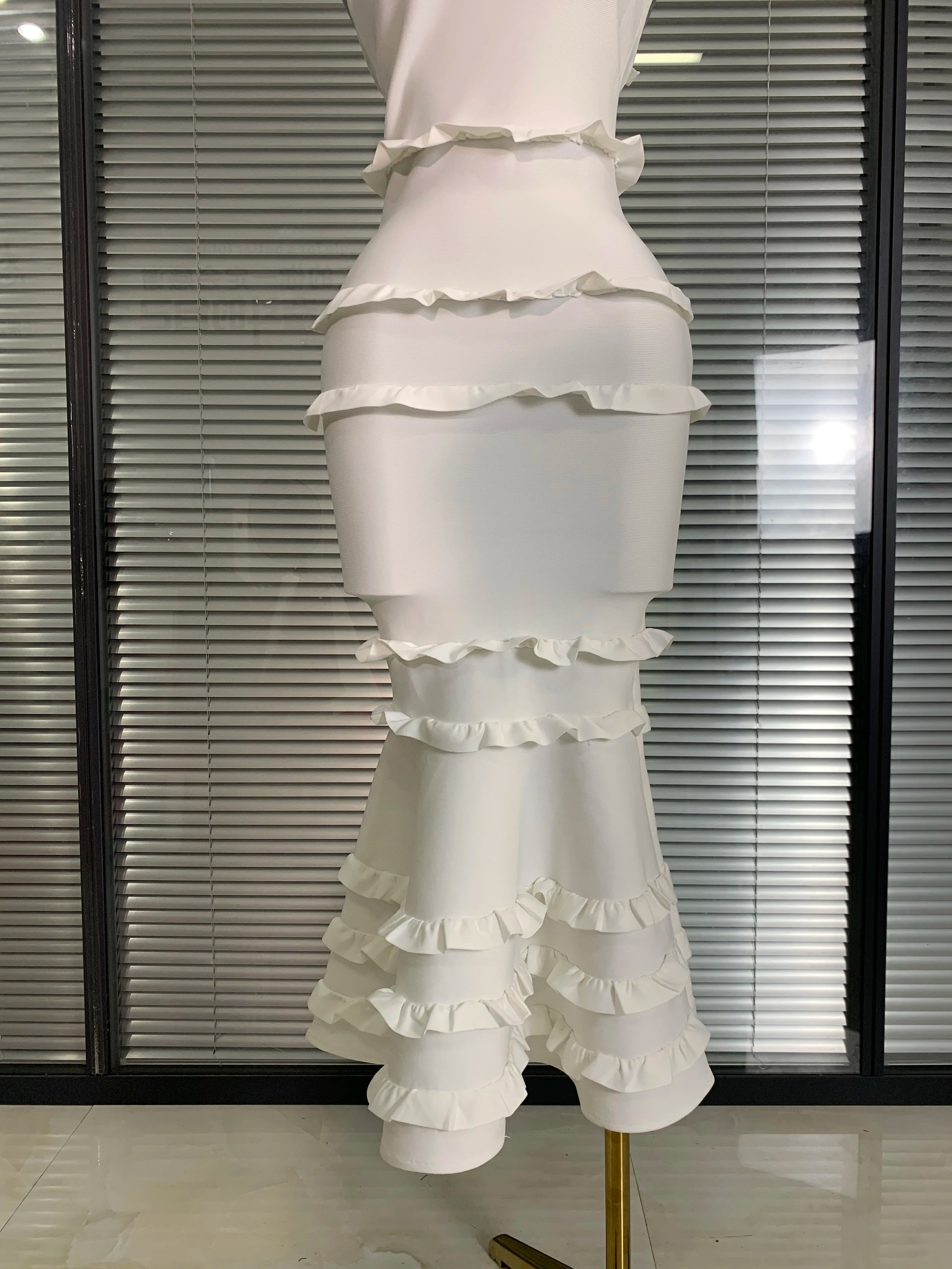 Summer New 2025 Sexy Women Tank White Bandage Dress Celebrity Knitted Elegant High Street Trumpet Bodycon Party Maxi Dress