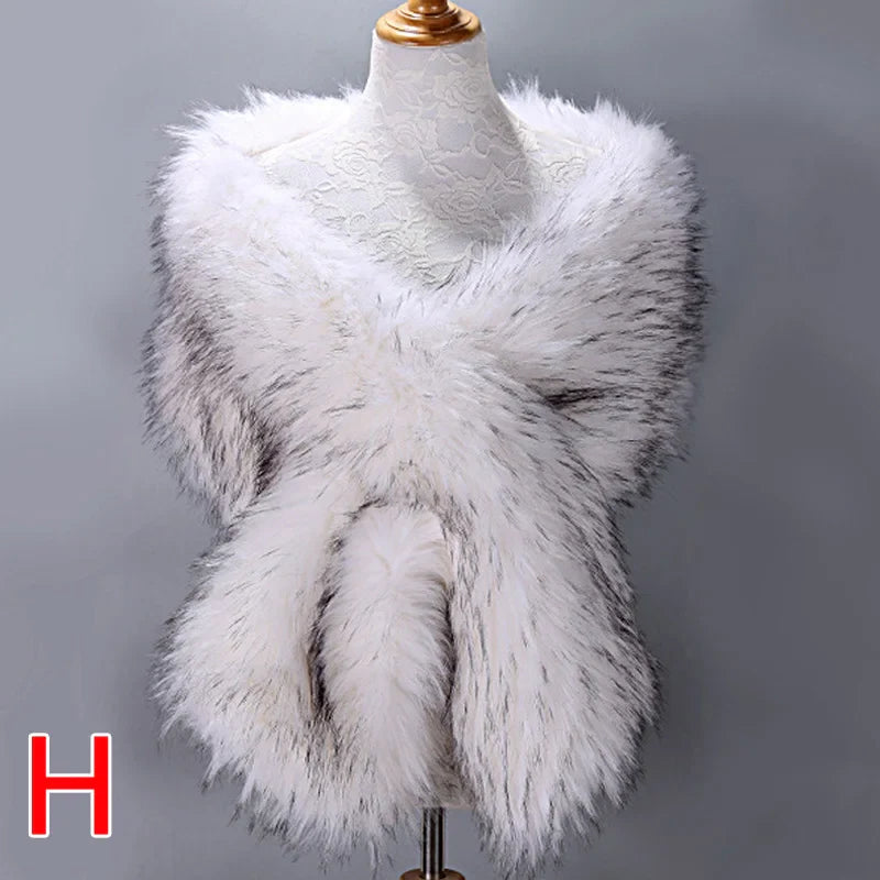 New Winter Women Fur Capes Champagne Wedding Faux Fur Bolero Stole Shawl Wraps Bridal Jacket Formal Evening Party Shrug H