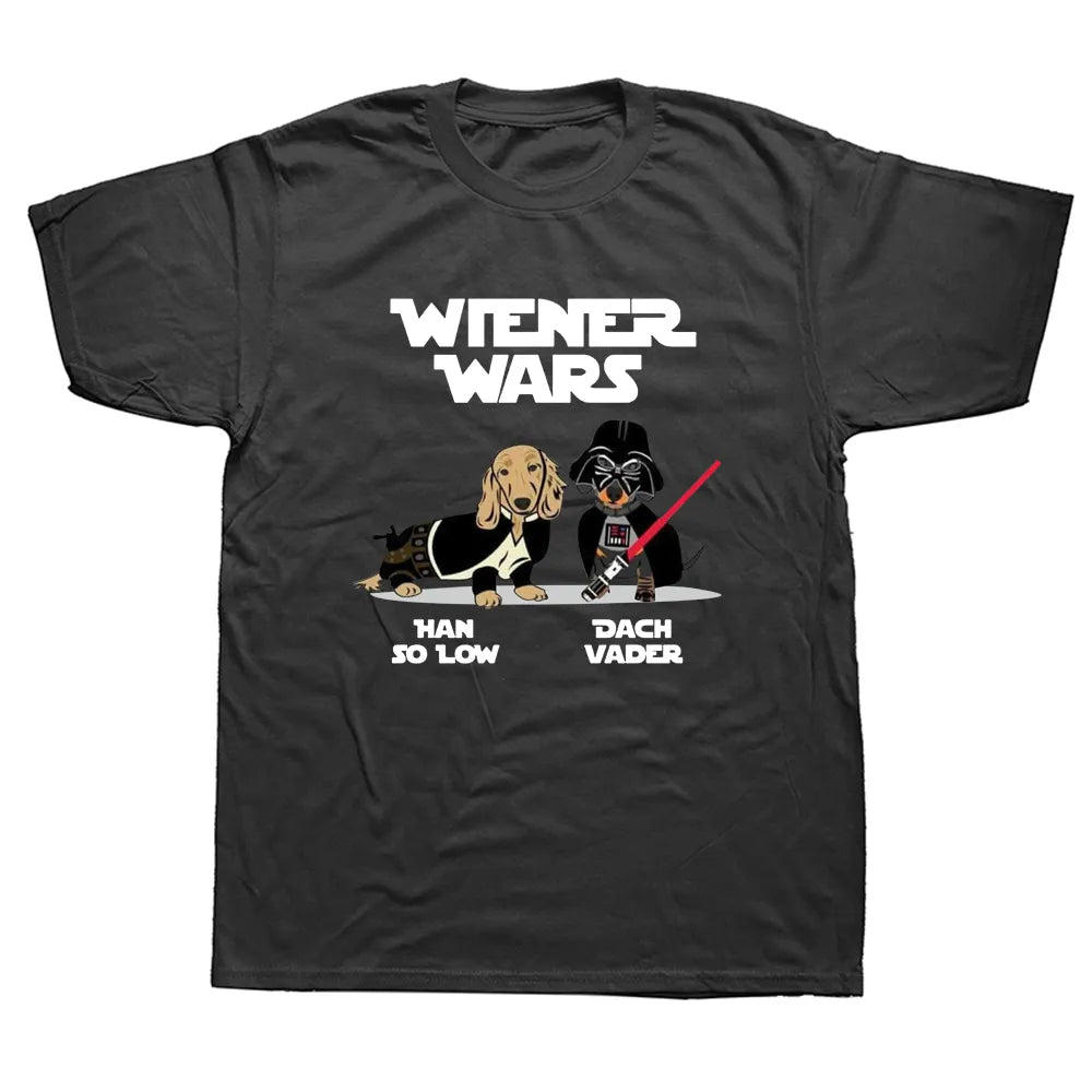 Wiener Wars Funny Dachshund T Shirts Graphic Casual Fashion Cotton Streetwear Short Sleeve Summer Men Large Size T shirt