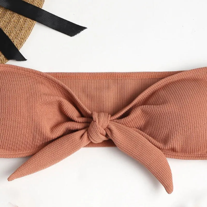 Swimsuit New Summer Women Bikini Sexy Swimwear Set Packwork Brazilian Bathing Beachwear Swimming Bathing Suit Women Brown top