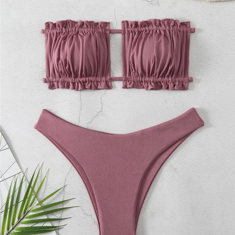 Back Lace Up Bikinis Women Solid Sexy Hollow Out Swimwear Female Beachwear Swimsuit Female Bathers Bathing Swimming Suit s3Purple
