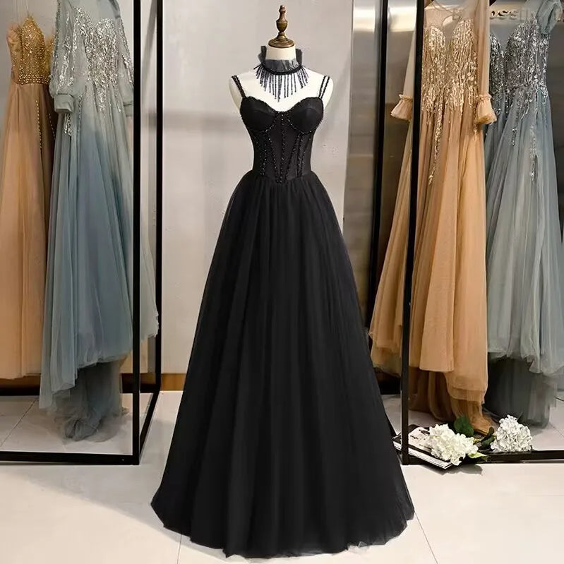Prom Party Dresses Sexy See-Through Bodice Floor Length Evening Dress Formal Occasion Gown
