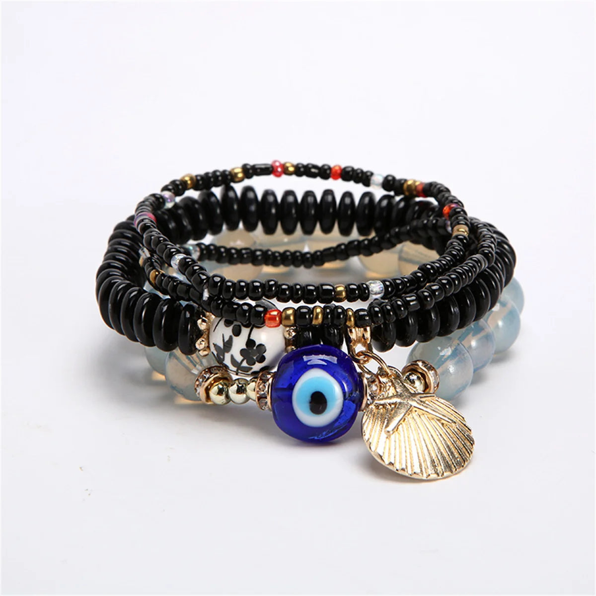 Fashion Lucky Blue Evil Eye Bracelet Boho Colorful Crystal Multilayer Beaded Bracelets for Women Men Summer Party Jewelry Gift BR22Y0109-2
