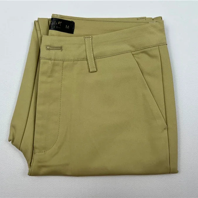 S-4xl Big Size Office Pencil Pants Womens Formal New Elegant OL Work Pantalones Elastic Cotton Slim Ankle-length Trousers khaki