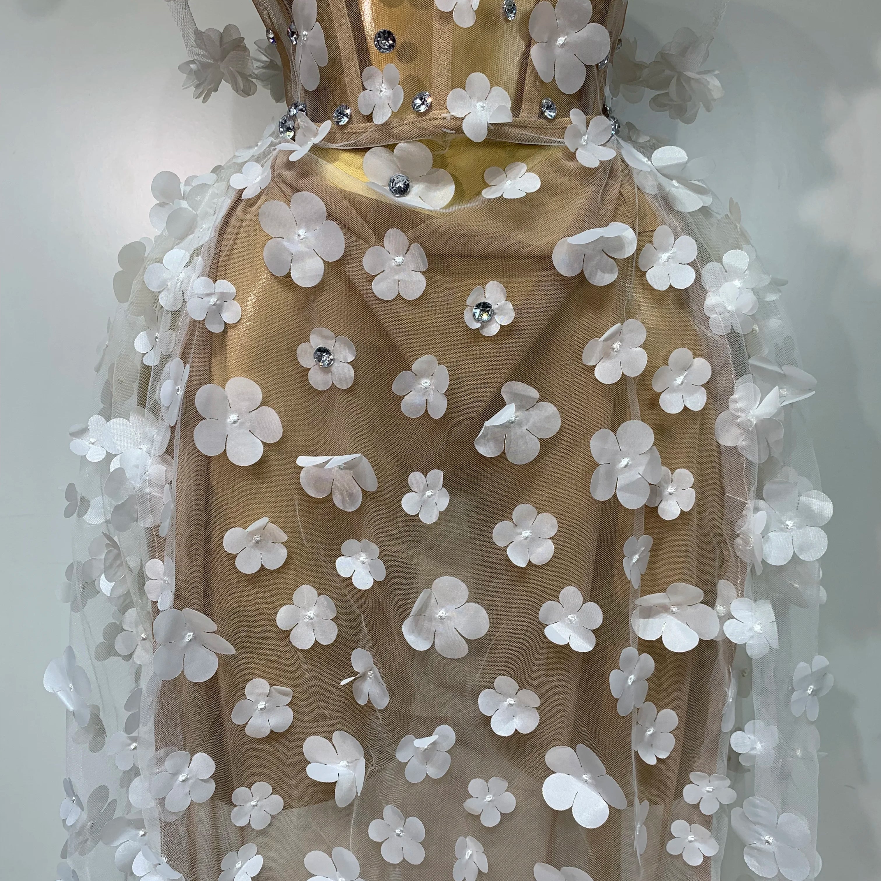 Women Sexy Elegant Party Dress Wedding Celebrate Evening Gown 2025 Mesh See Through Flowers Backless Prom Hotwife Outfit