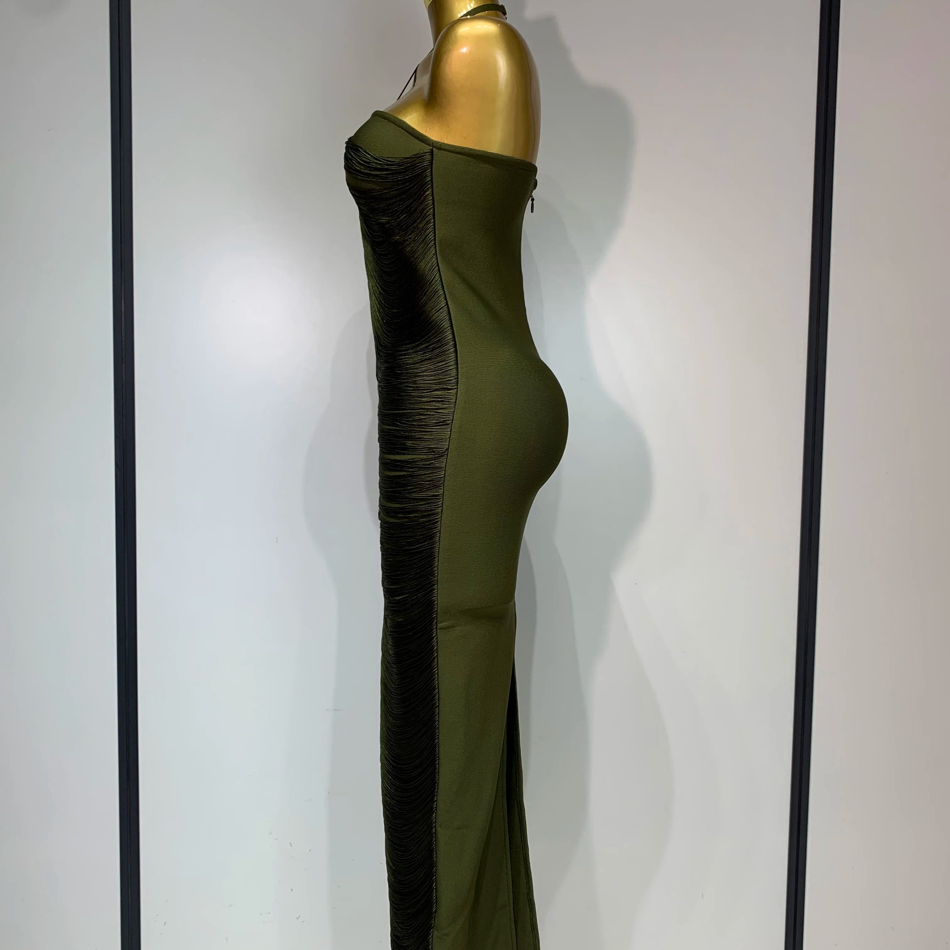 Women Sexy Celebrity Elegant Backless Halter Tassel Bodycon Bandage Dress Evening Party Luxury Birthday Wedding Guest Dress