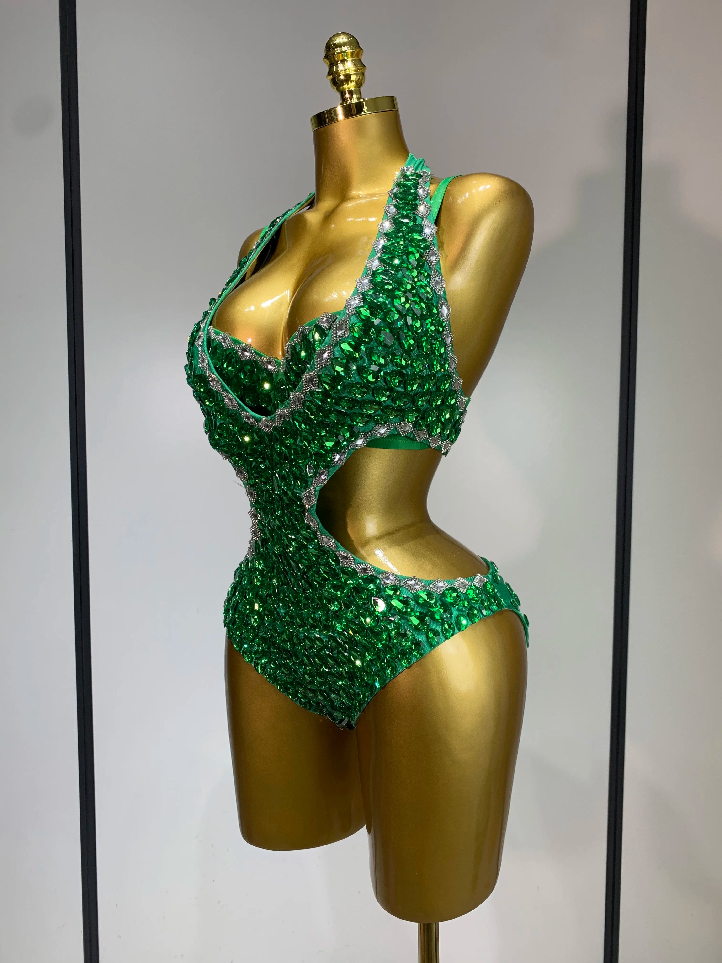 Women Luxury Rhinestone Bra Bodysuits Two Piece Set Female Singer DJ DS Dance Stage Performance Photo Shoot Club Party Outfit