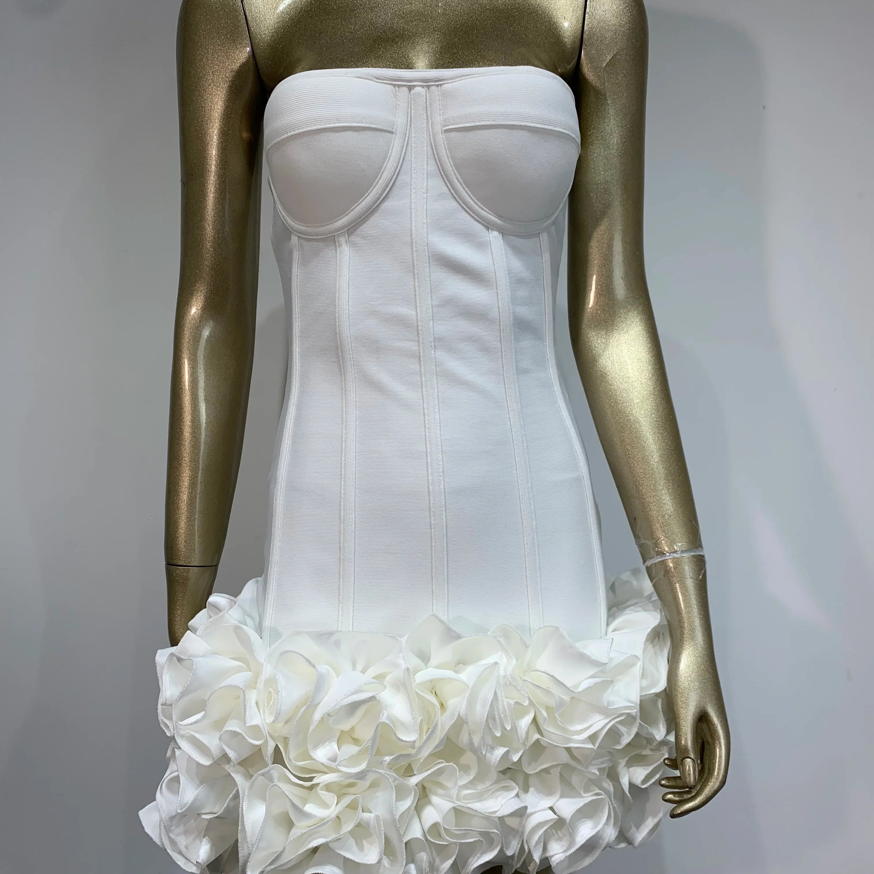 Ladies Sexy Strapless Backless Red Flower Mini Bandage Women Celebrity Dress 2025 Elegant Party Evening Club Vestido Clothing